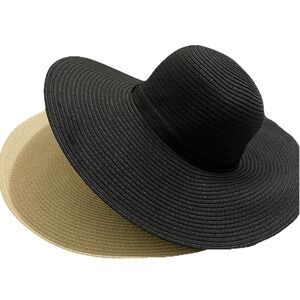 Shade & Shore Straw Sun Hat Lot of 2 Women's Beach Summer Wide Brim NWT